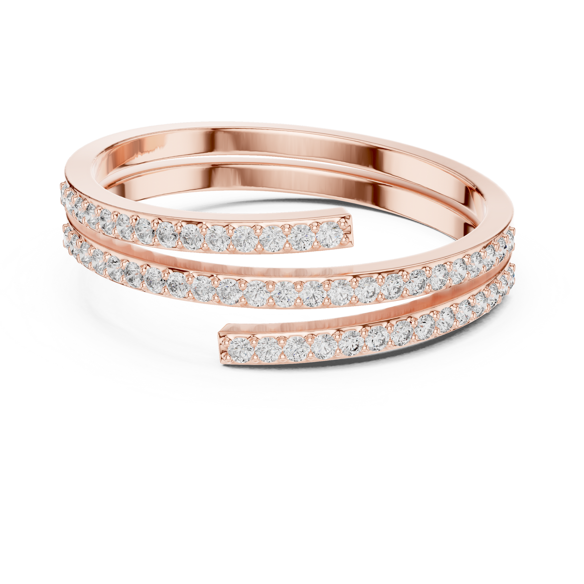 Gold Pave Round Lab Grown Diamond Phexa Ring