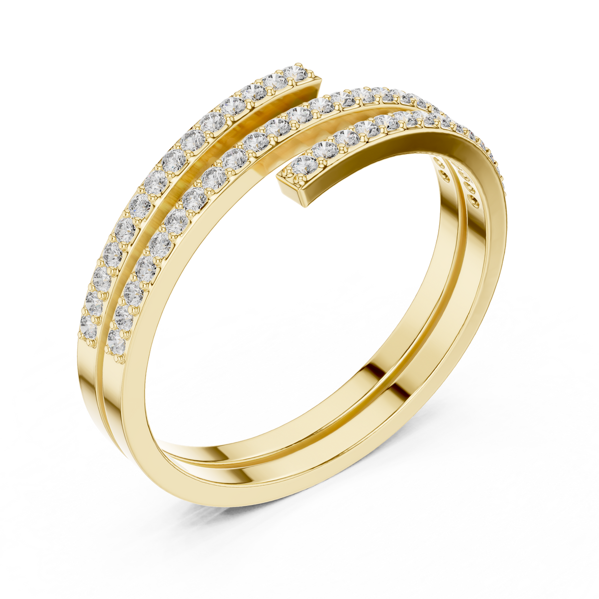 Gold Pave Round Lab Grown Diamond Phexa Ring