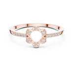 Gold Floral Pave Round Lab Grown Diamond Zunel Ring