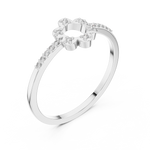 Gold Floral Pave Round Lab Grown Diamond Zunel Ring