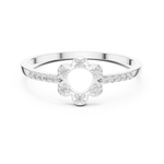 Gold Floral Pave Round Lab Grown Diamond Zunel Ring