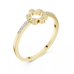 Gold Floral Pave Round Lab Grown Diamond Zunel Ring