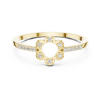 Gold Floral Pave Round Lab Grown Diamond Zunel Ring