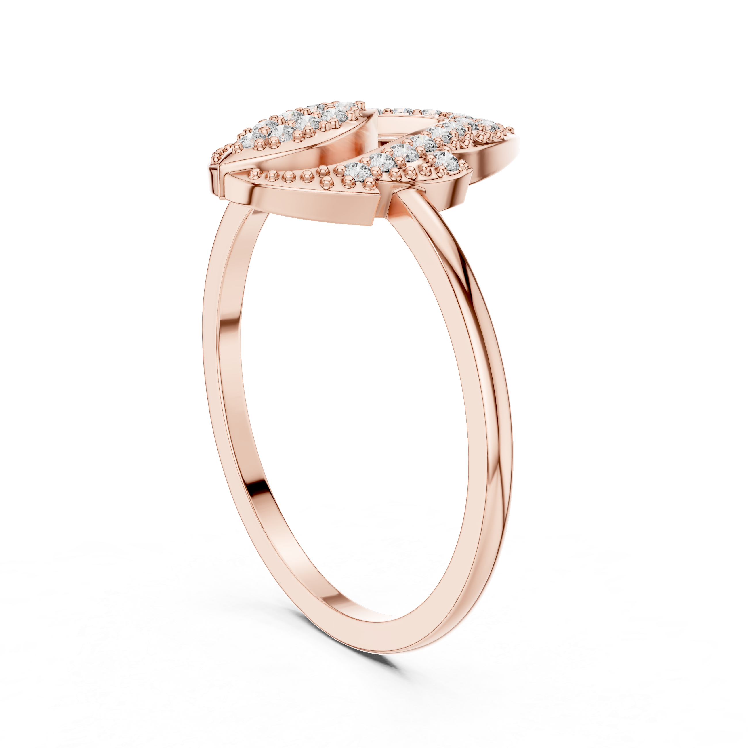 Gold Dual Leaf Halo Setting Round Lab Grown Diamond Rhyva Ring