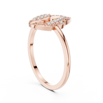 Gold Dual Leaf Halo Setting Round Lab Grown Diamond Rhyva Ring