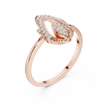 Gold Dual Leaf Halo Setting Round Lab Grown Diamond Rhyva Ring