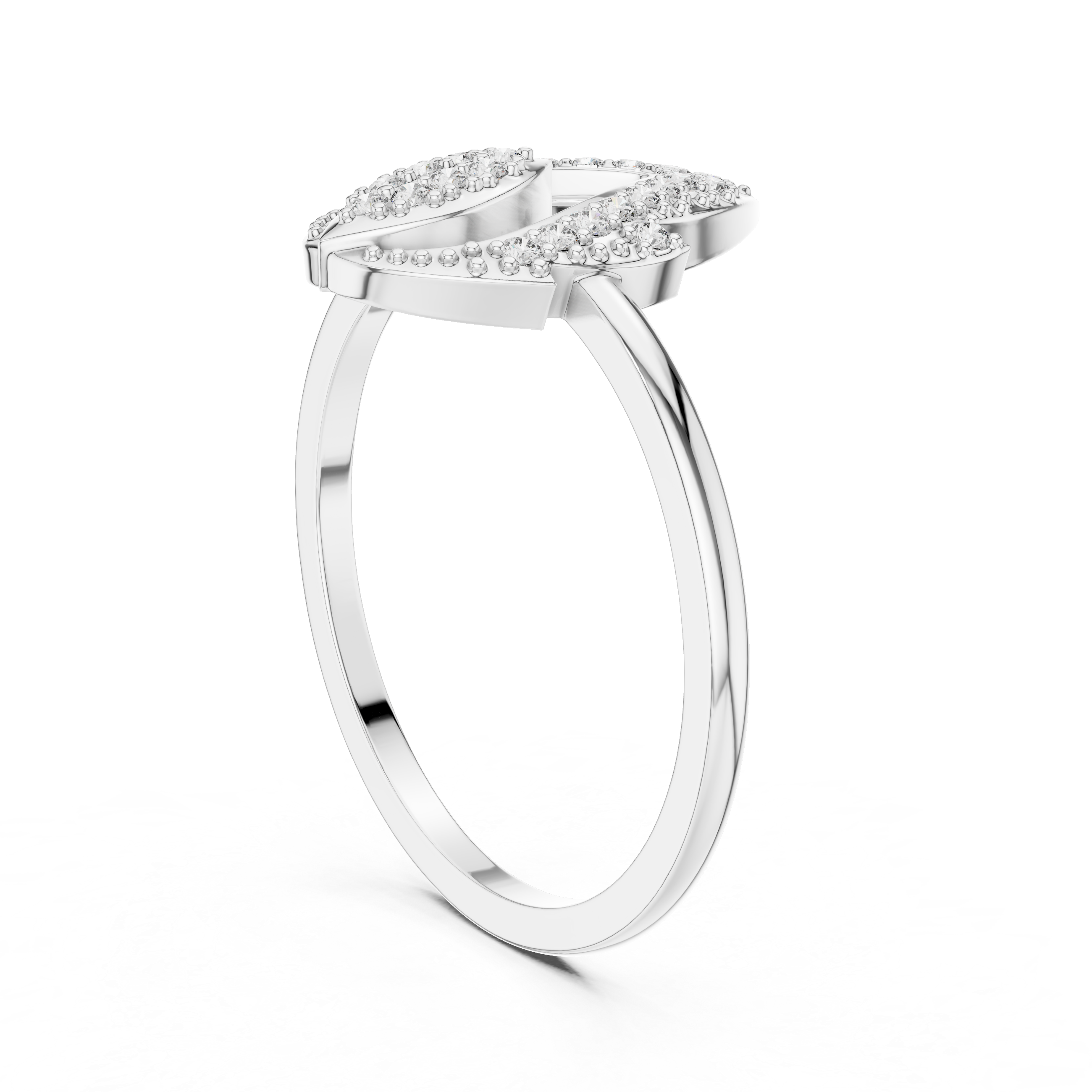 Gold Dual Leaf Halo Setting Round Lab Grown Diamond Rhyva Ring