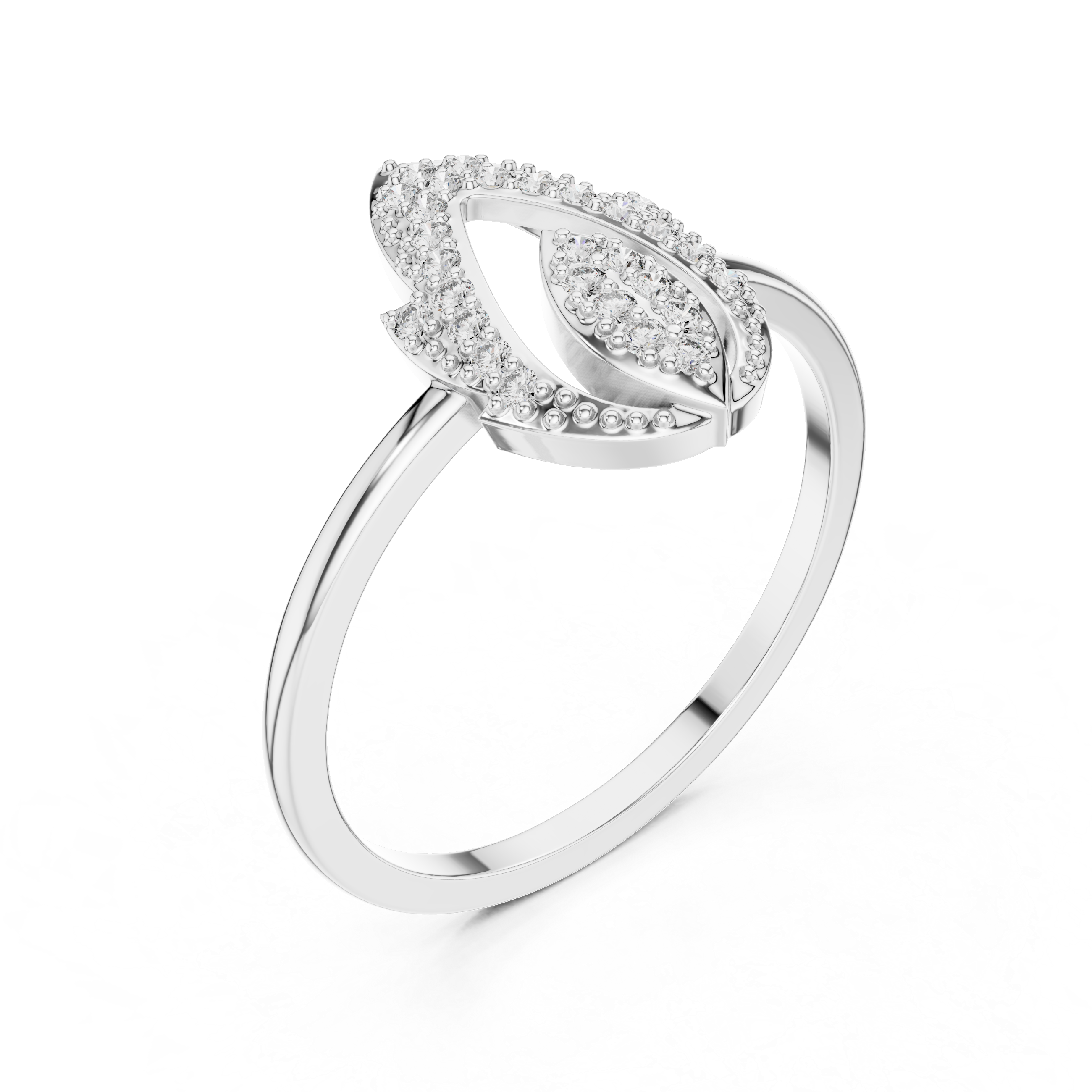 Gold Dual Leaf Halo Setting Round Lab Grown Diamond Rhyva Ring