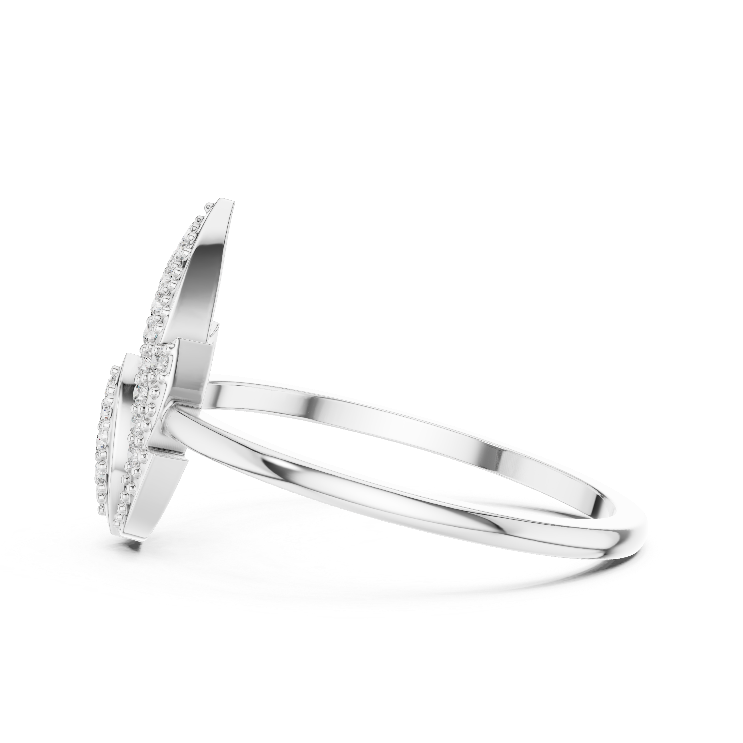 Gold Dual Leaf Halo Setting Round Lab Grown Diamond Rhyva Ring