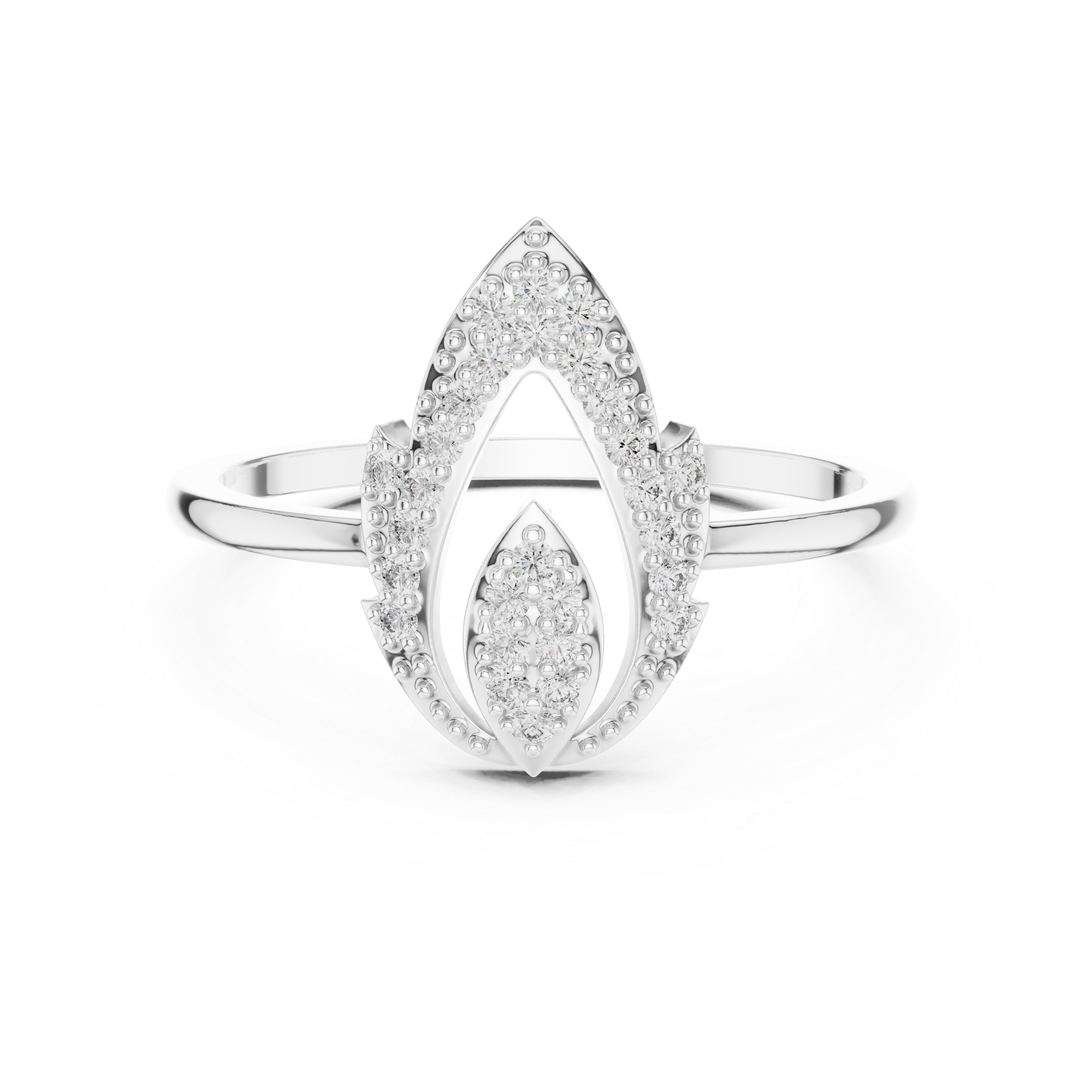 Gold Dual Leaf Halo Setting Round Lab Grown Diamond Rhyva Ring