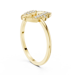 Gold Dual Leaf Halo Setting Round Lab Grown Diamond Rhyva Ring