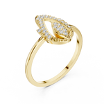 Gold Dual Leaf Halo Setting Round Lab Grown Diamond Rhyva Ring