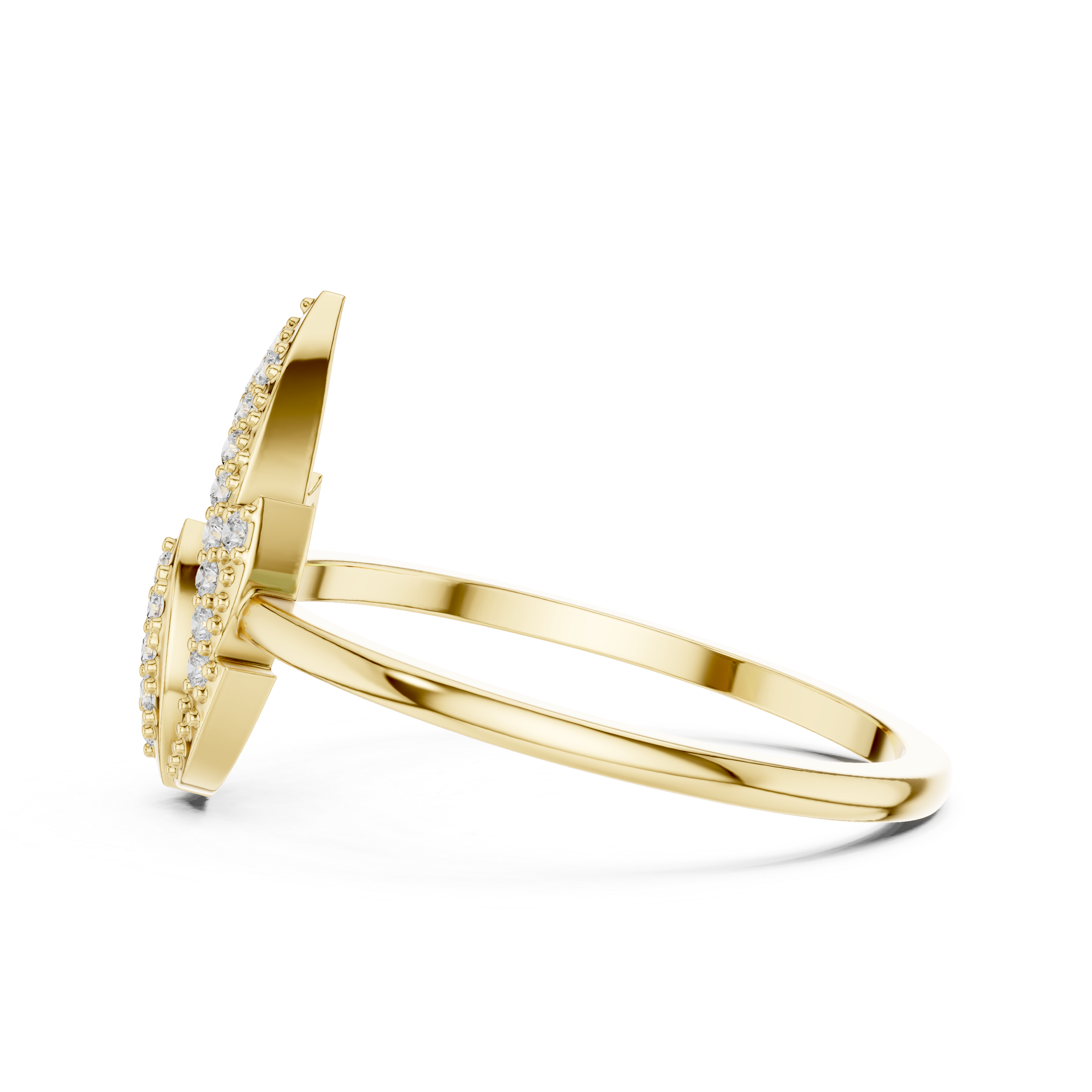 Gold Dual Leaf Halo Setting Round Lab Grown Diamond Rhyva Ring
