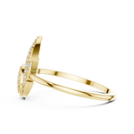 Gold Dual Leaf Halo Setting Round Lab Grown Diamond Rhyva Ring