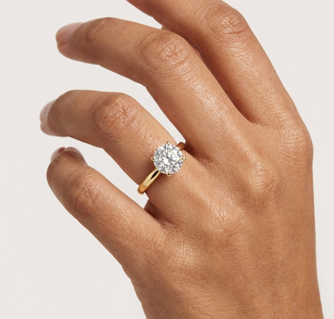 Gold 1Ct Round Solitaire Lab Grown Diamond Dexan Ring