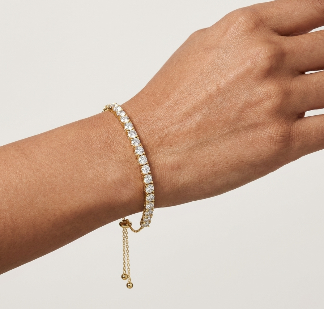 Gold 6Ct Round Tennis Lab Grown Diamond Diana Light Weight Bracelet