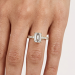 Gold 1Ct Emerald Hidden Halo Pave Lab Grown Diamond Domi Ring