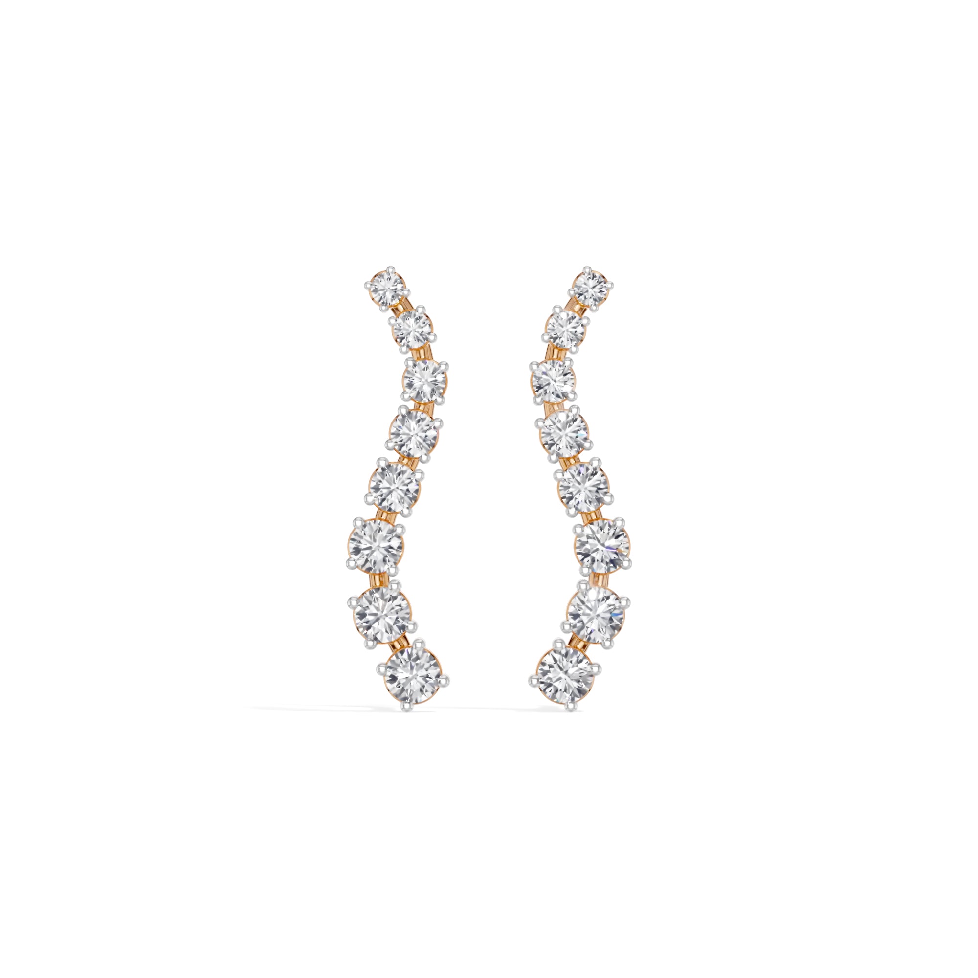Rose Gold Prong Drop Round Lab Grown Diamond Zyvenna Earring