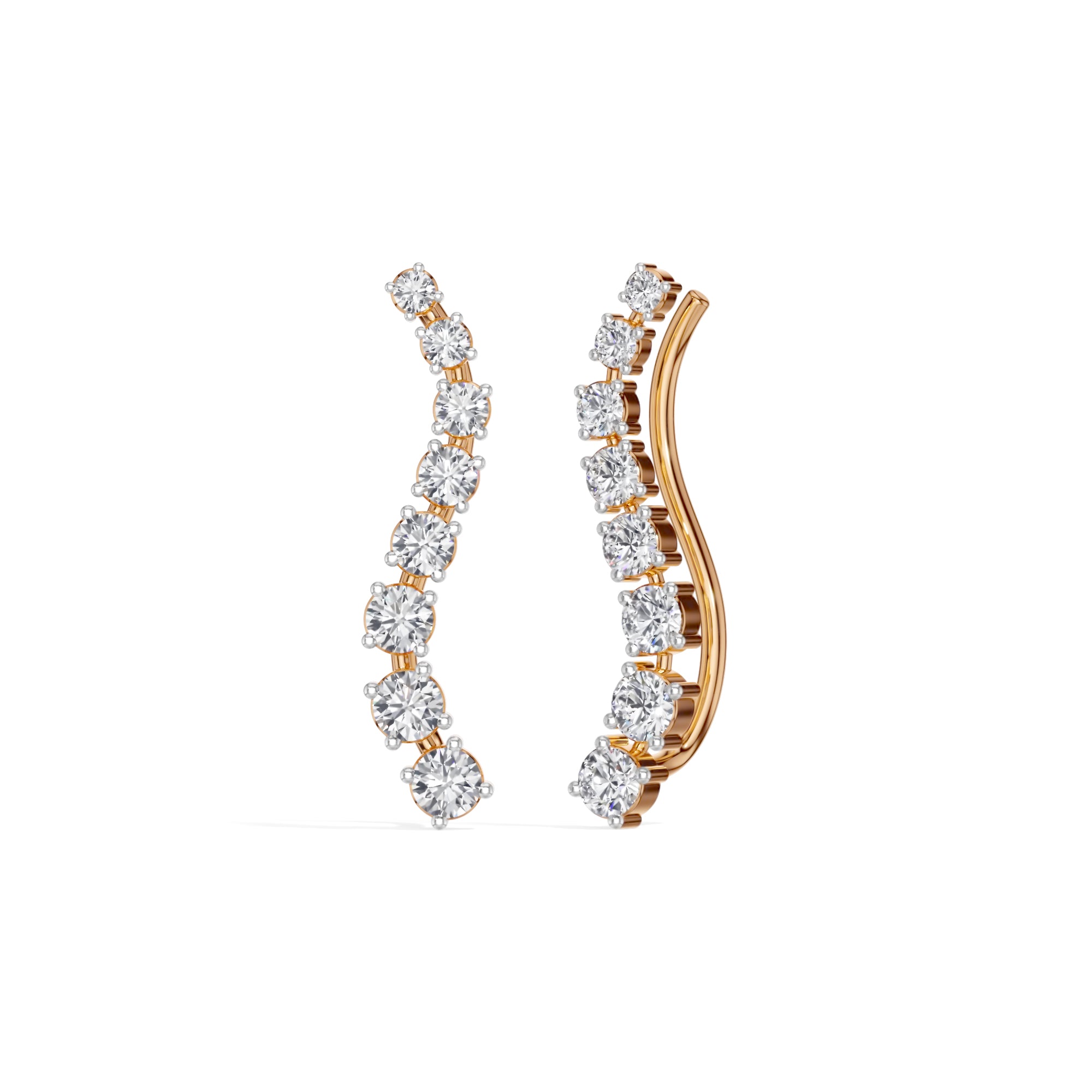 Rose Gold Prong Drop Round Lab Grown Diamond Zyvenna Earring