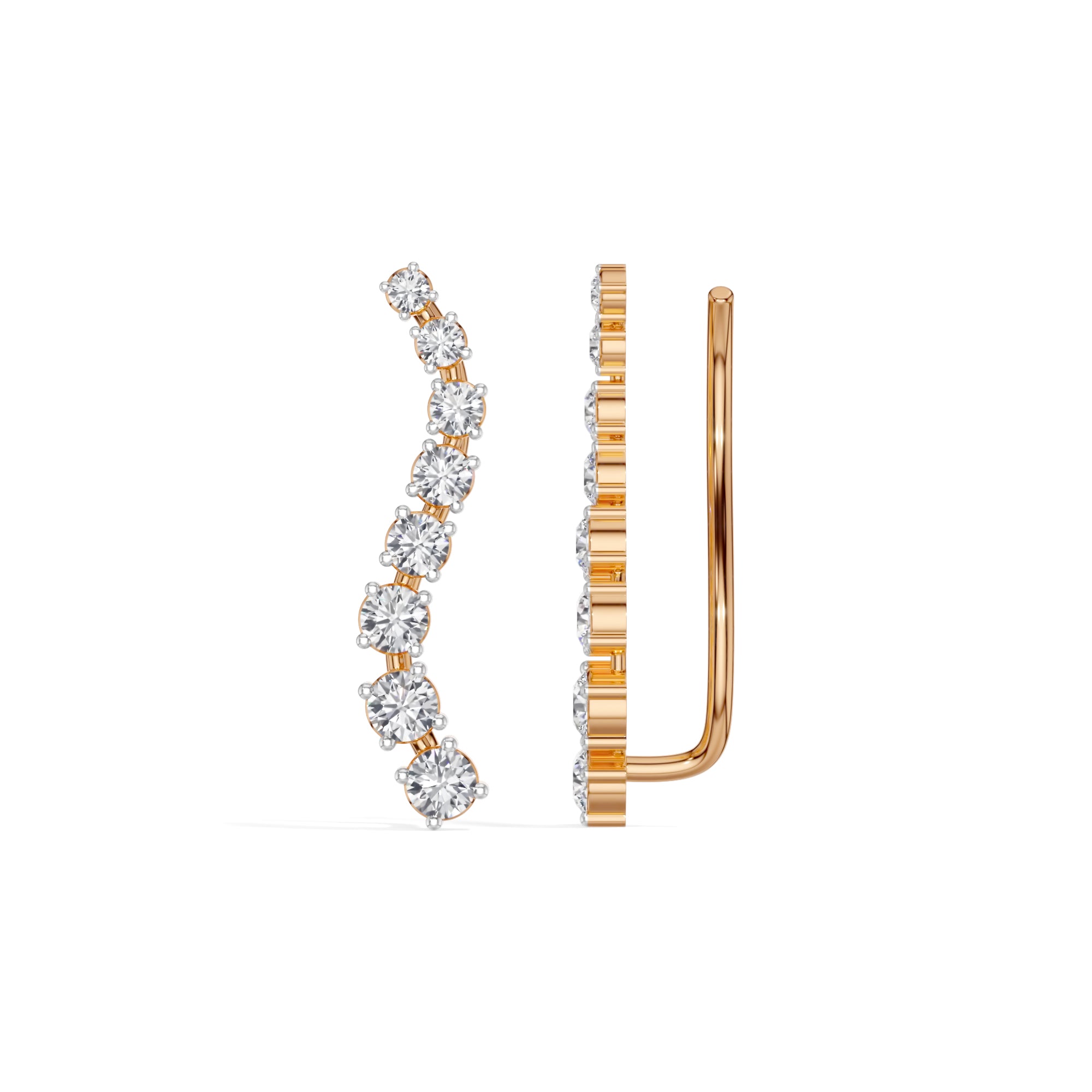 Rose Gold Prong Drop Round Lab Grown Diamond Zyvenna Earring