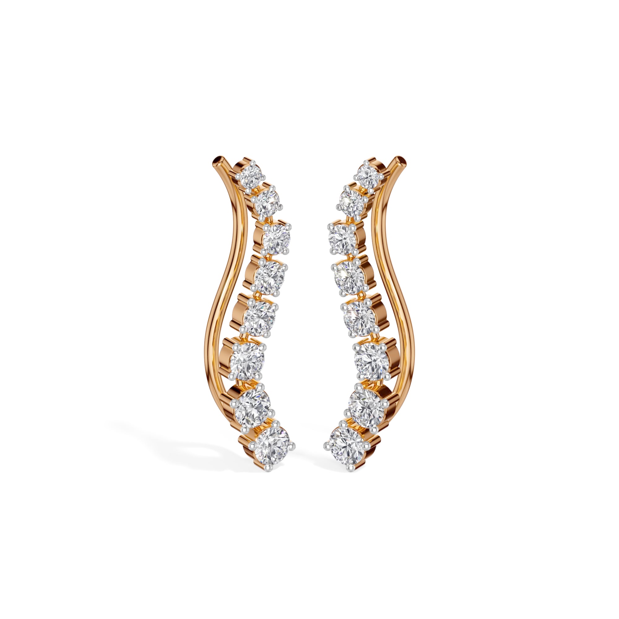 Rose Gold Prong Drop Round Lab Grown Diamond Zyvenna Earring