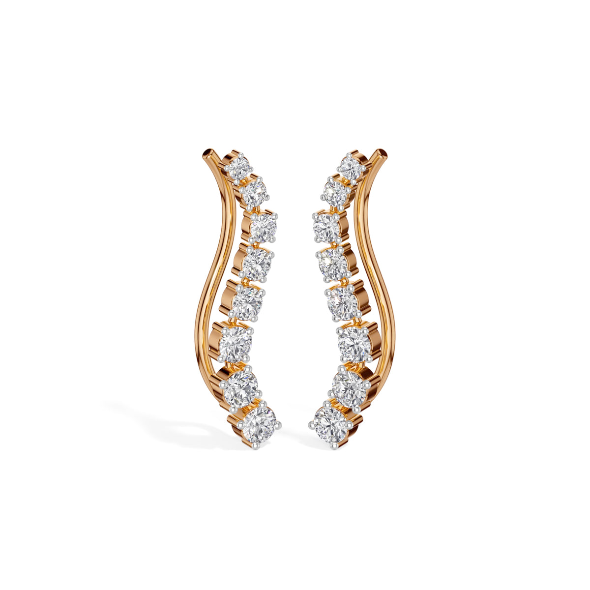 Rose Gold Prong Drop Round Lab Grown Diamond Zyvenna Earring