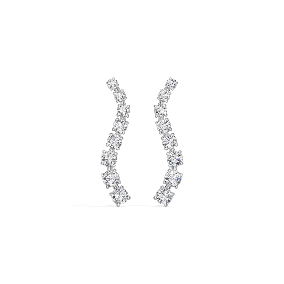 White Gold Prong Drop Round Lab Grown Diamond Zyvenna Earring