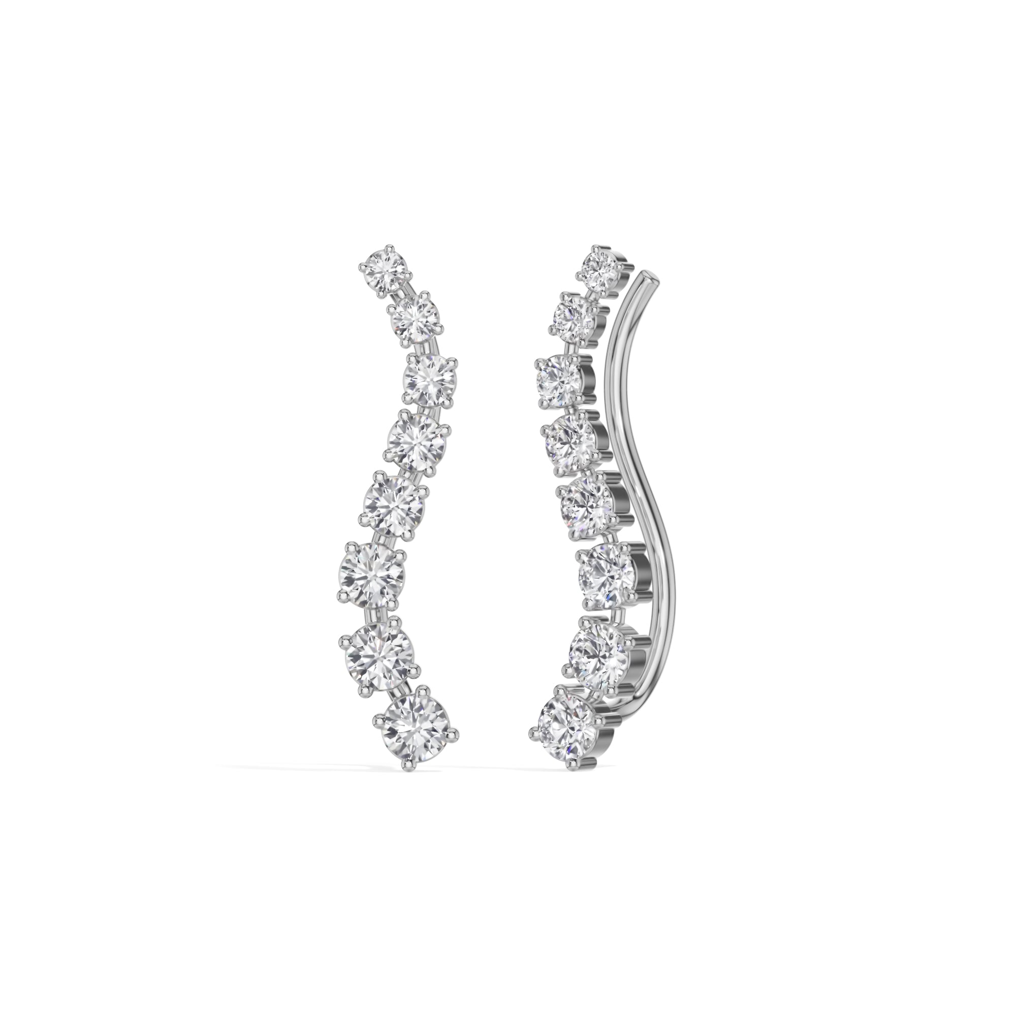 White Gold Prong Drop Round Lab Grown Diamond Zyvenna Earring