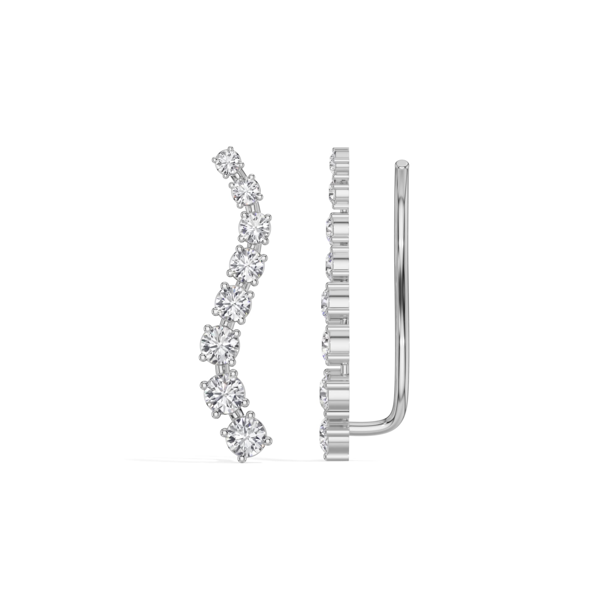 White Gold Prong Drop Round Lab Grown Diamond Zyvenna Earring