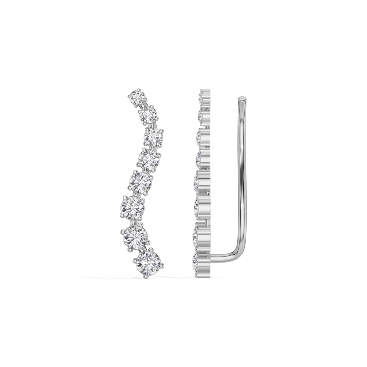 White Gold Prong Drop Round Lab Grown Diamond Zyvenna Earring