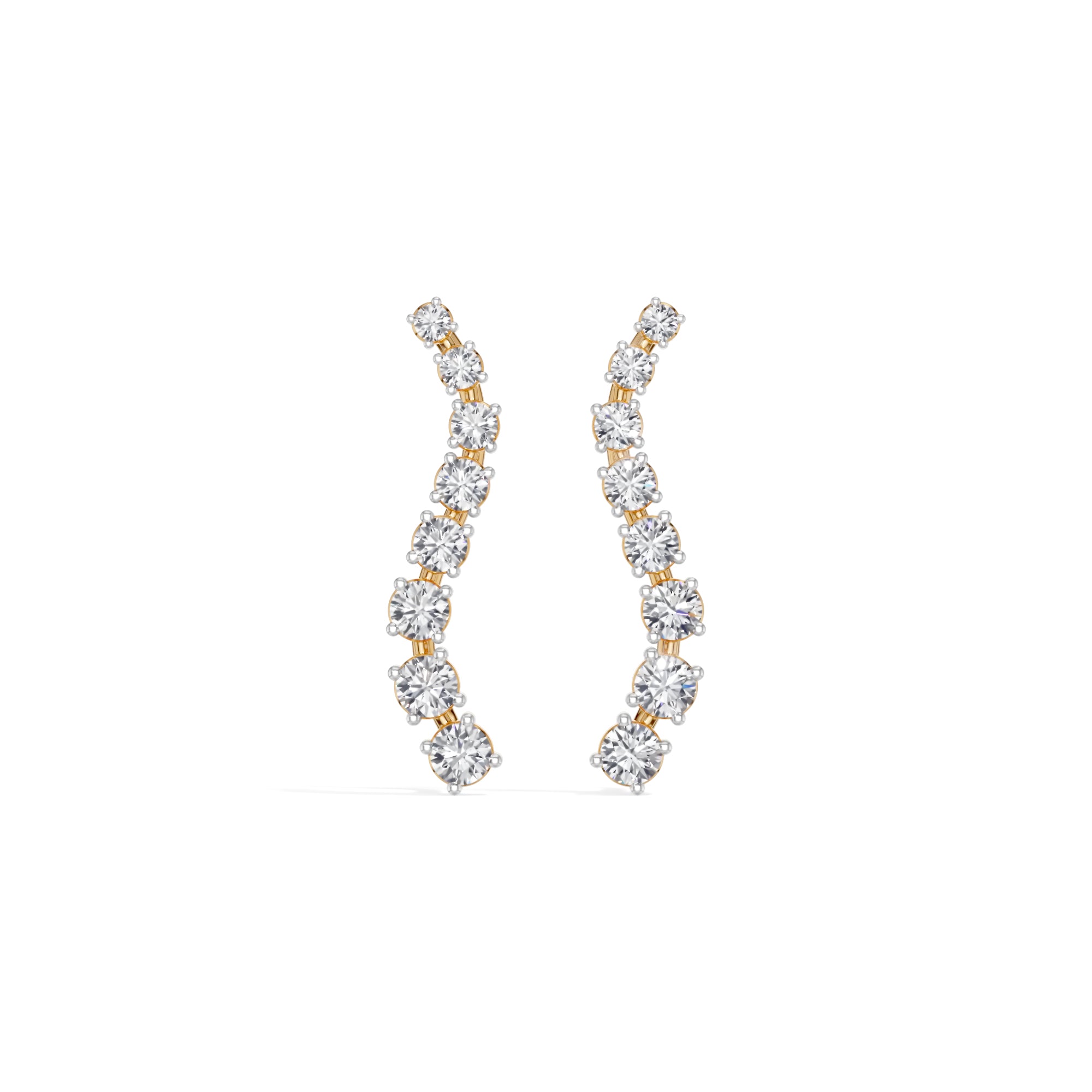 Yellow Gold Prong Drop Round Lab Grown Diamond Zyvenna Earring