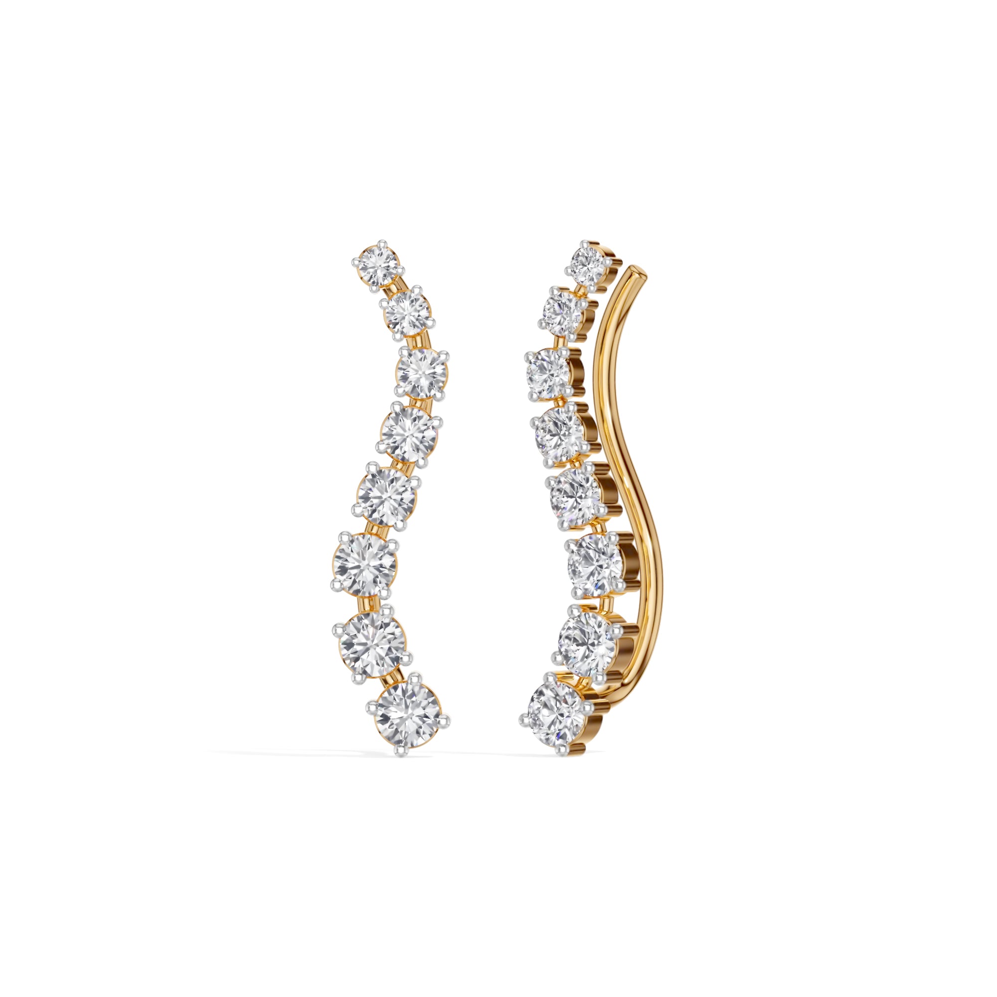 Yellow Gold Prong Drop Round Lab Grown Diamond Zyvenna Earring