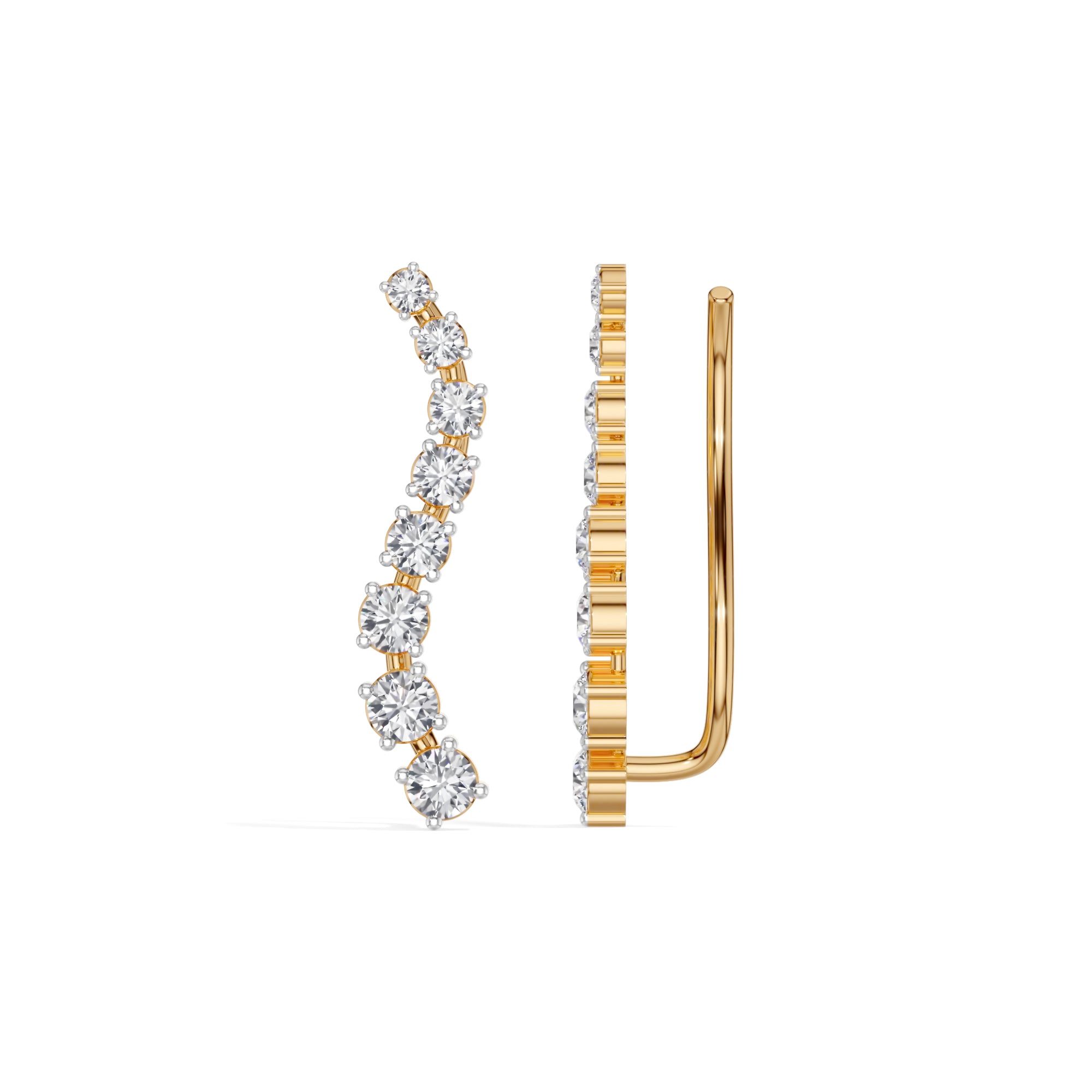 Yellow Gold Prong Drop Round Lab Grown Diamond Zyvenna Earring