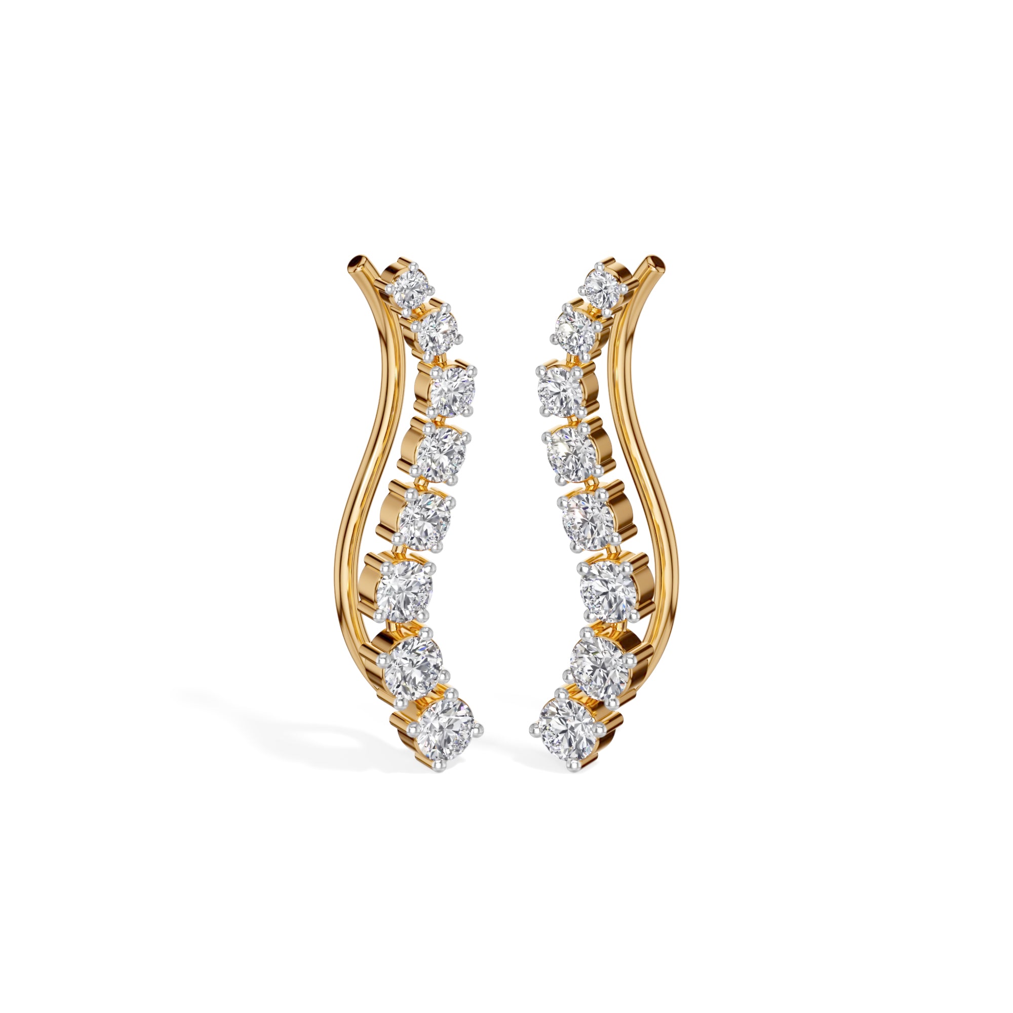 Yellow Gold Prong Drop Round Lab Grown Diamond Zyvenna Earring
