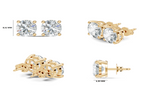 Gold 4Ct Round Lab Grown Cvd Diamond Stud Earrings