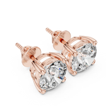 Gold 4Ct Round Lab Grown Cvd Diamond Stud Earrings