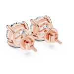 Gold 4Ct Round Lab Grown Cvd Diamond Stud Earrings