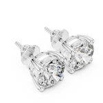 Gold 4Ct Round Lab Grown Cvd Diamond Stud Earrings