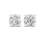 Gold 4Ct Round Lab Grown Cvd Diamond Stud Earrings