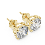 Gold 4Ct Round Lab Grown Cvd Diamond Stud Earrings