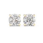 Gold 4Ct Round Lab Grown Cvd Diamond Stud Earrings