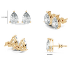 Gold 3 5Ct Pear Lab Grown Diamond Stud Earrings