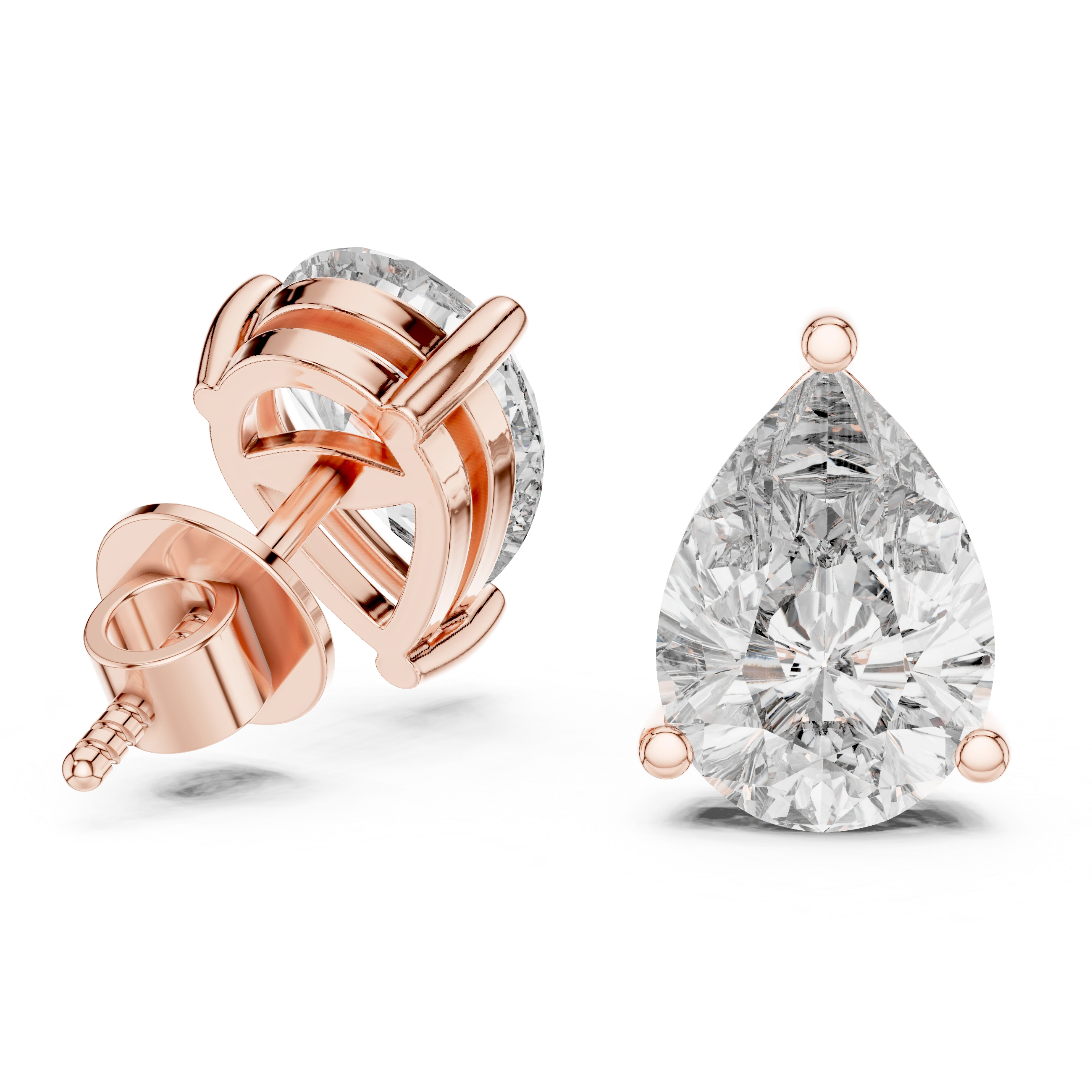 Gold 3 5Ct Pear Lab Grown Diamond Stud Earrings