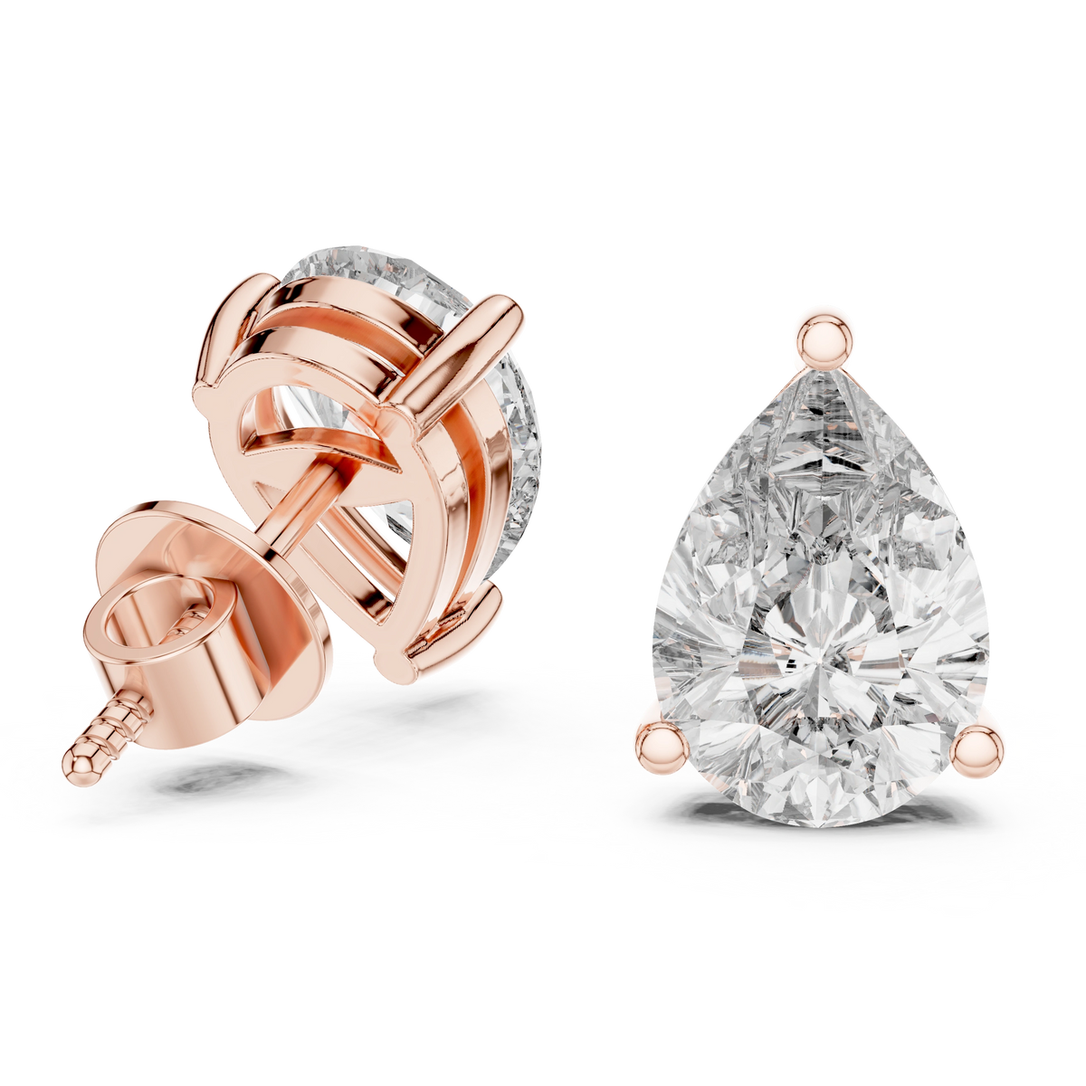 Gold 3 5Ct Pear Lab Grown Diamond Stud Earrings