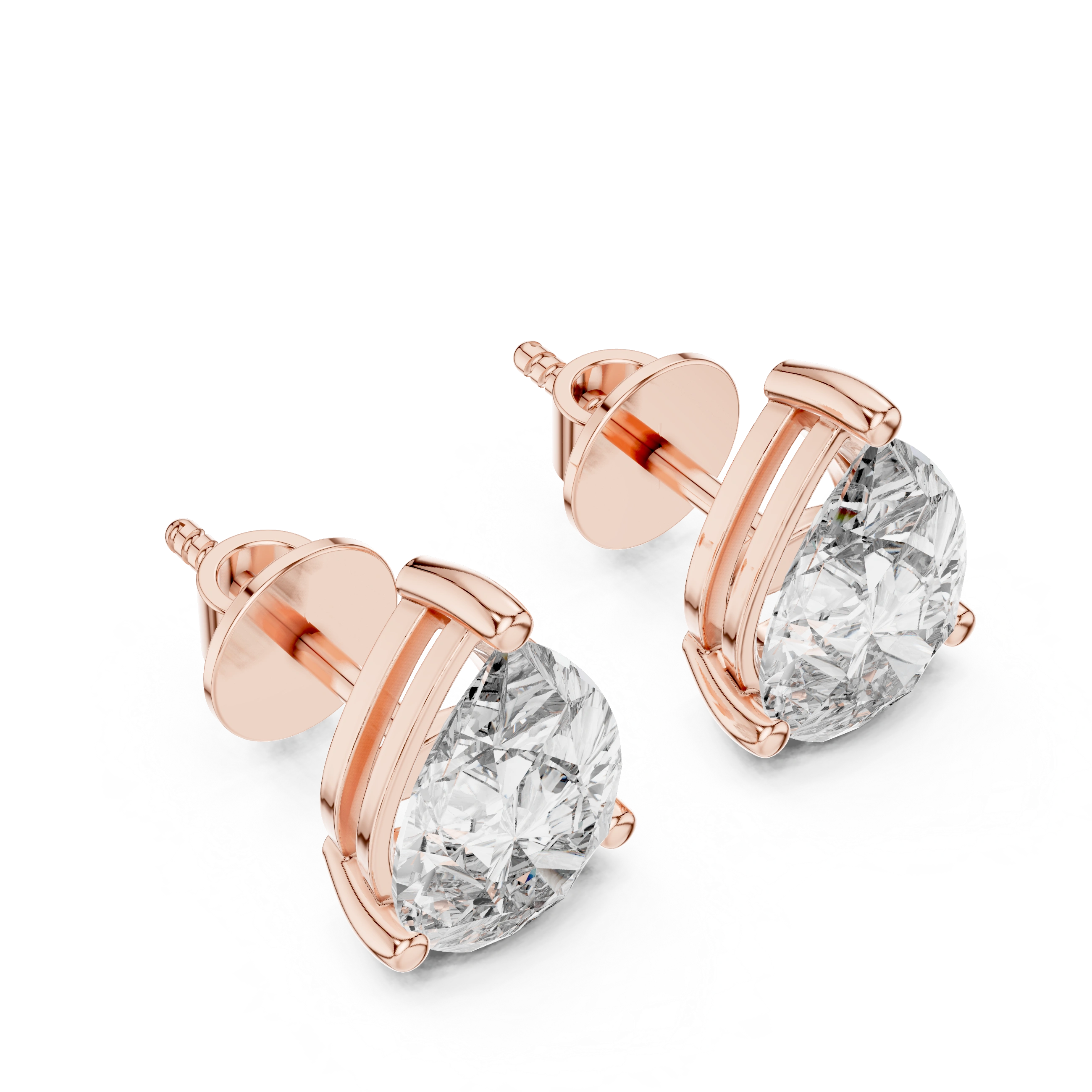 Gold 3 5Ct Pear Lab Grown Diamond Stud Earrings