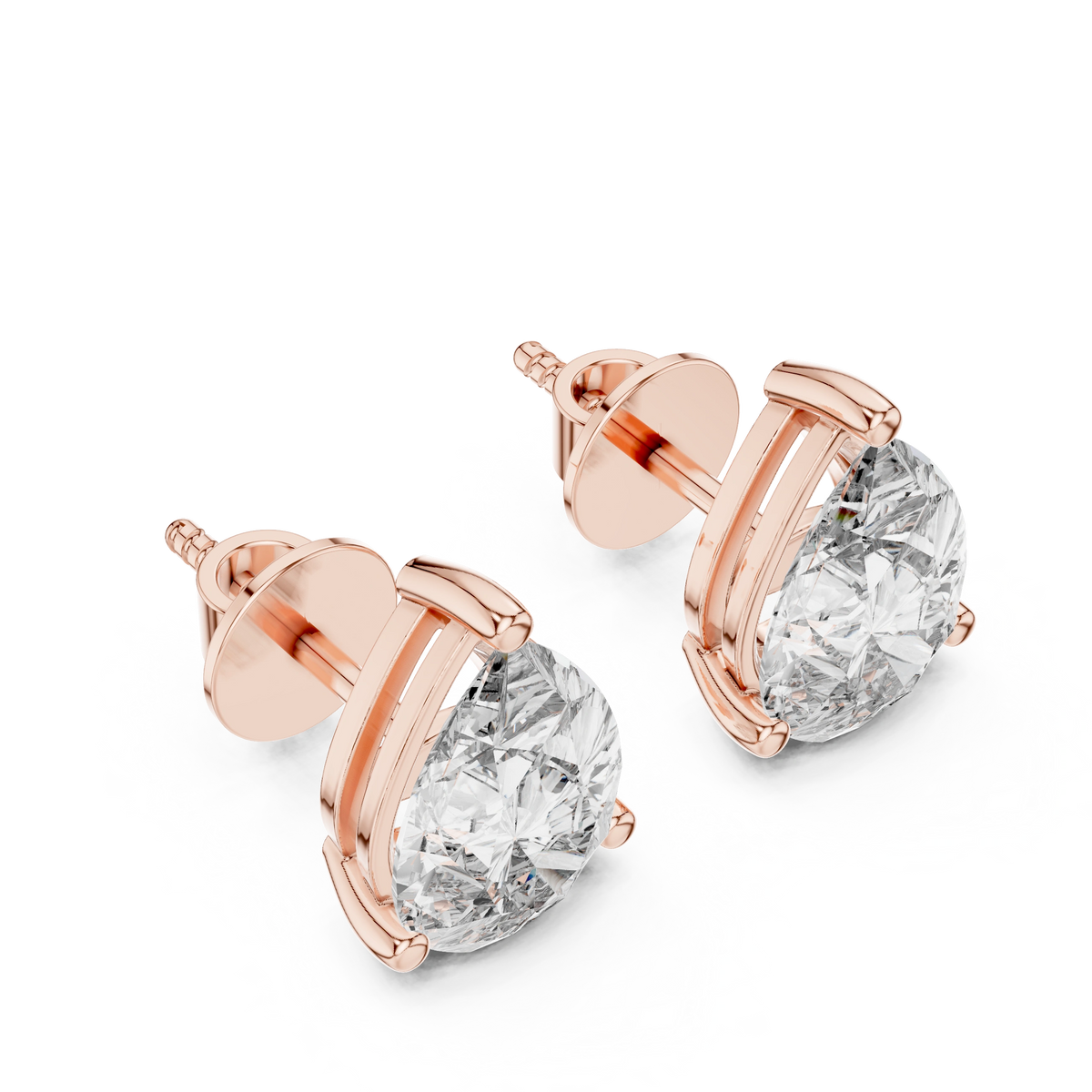 Gold 3 5Ct Pear Lab Grown Diamond Stud Earrings
