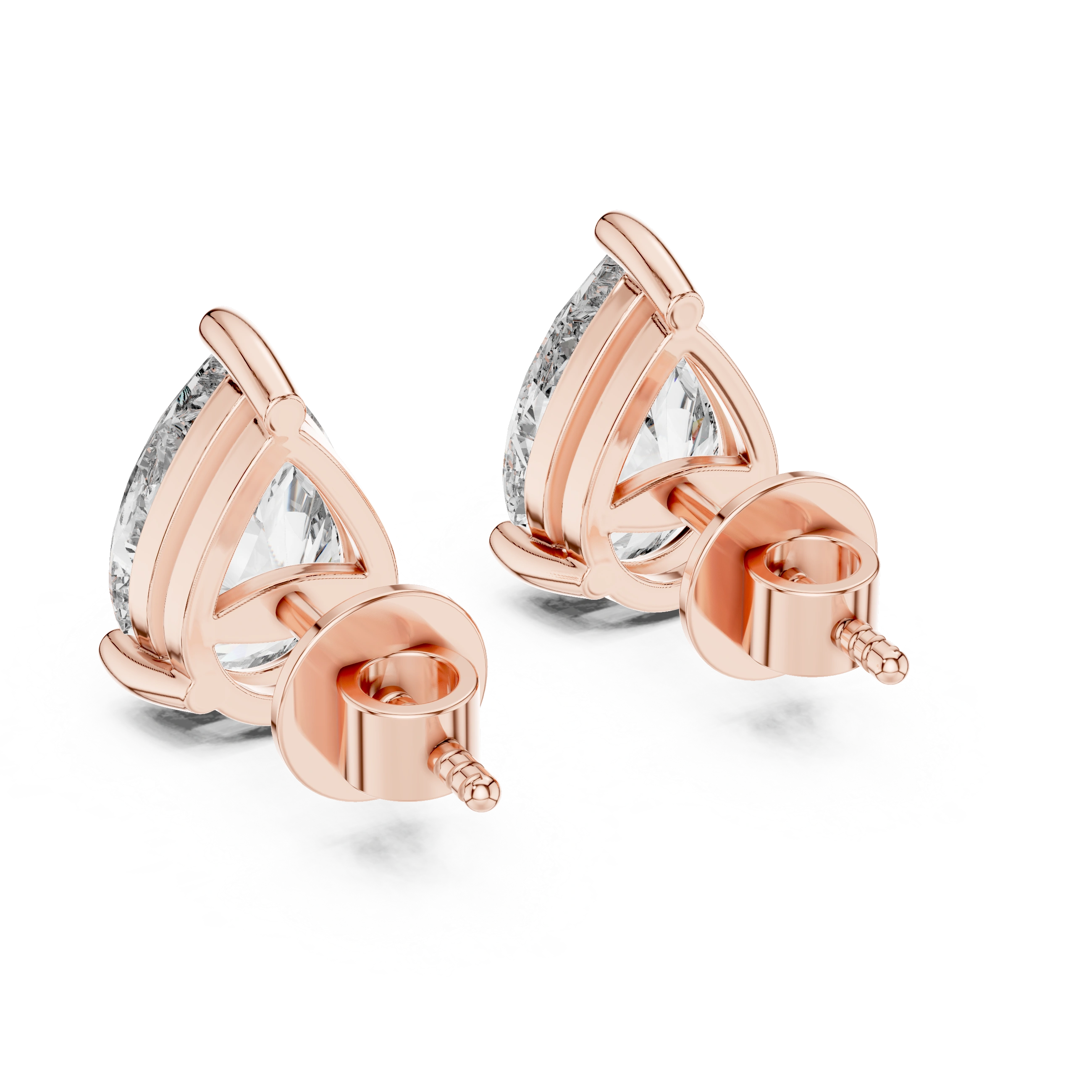 Gold 3 5Ct Pear Lab Grown Diamond Stud Earrings