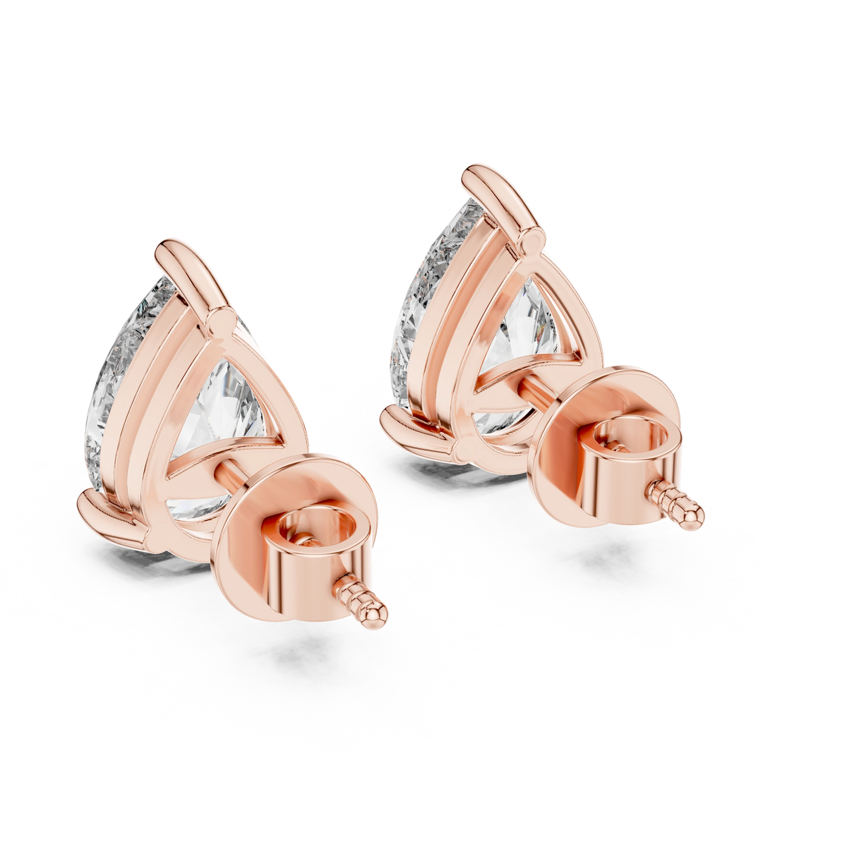 Gold 3 5Ct Pear Lab Grown Diamond Stud Earrings