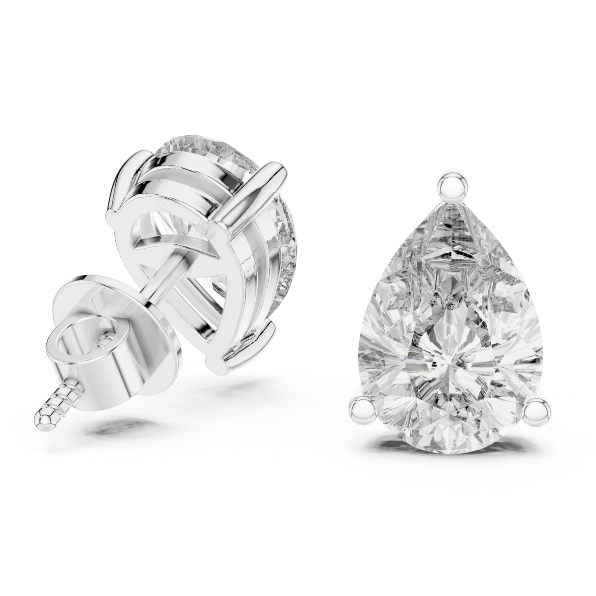 Gold 3 5Ct Pear Lab Grown Diamond Stud Earrings