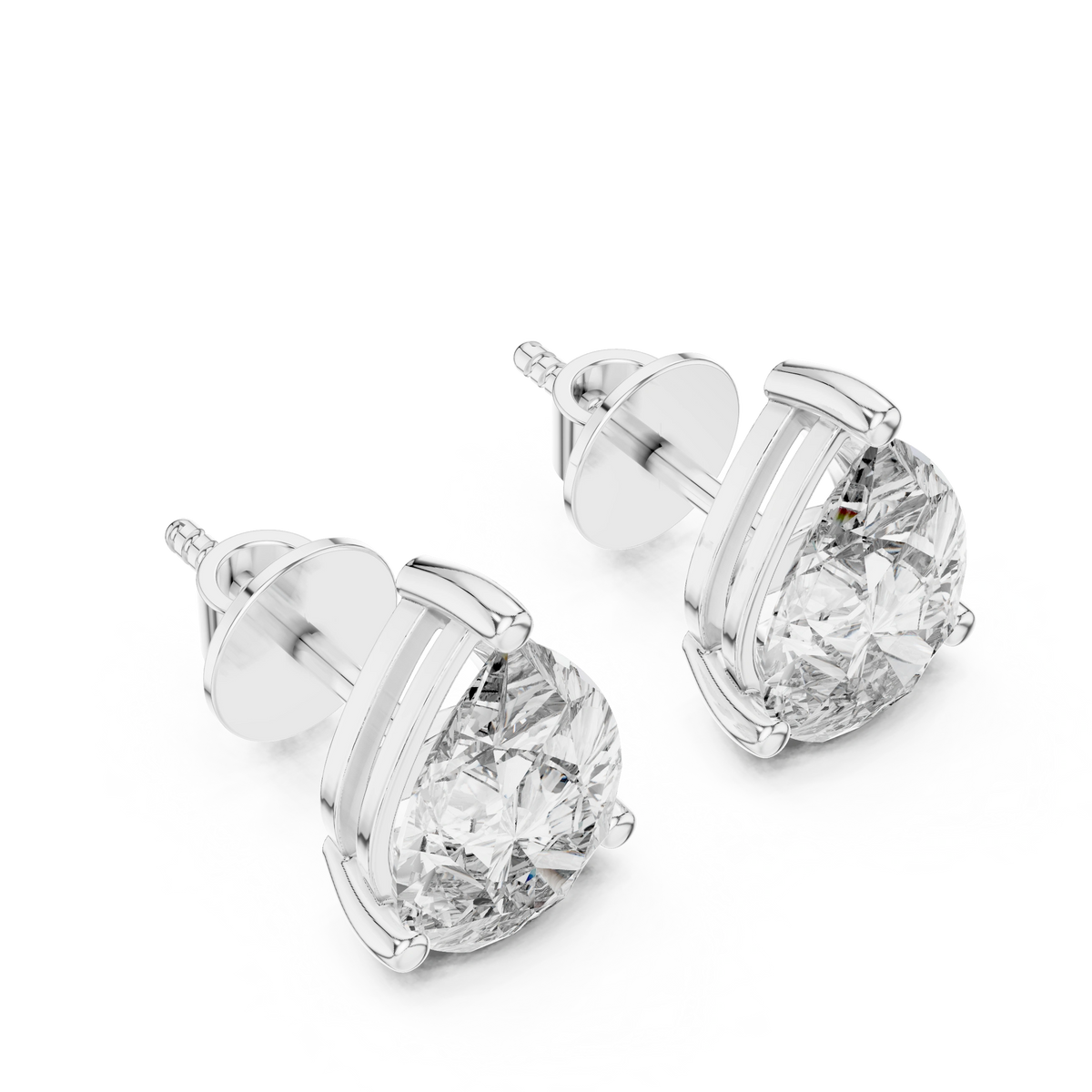Gold 3 5Ct Pear Lab Grown Diamond Stud Earrings